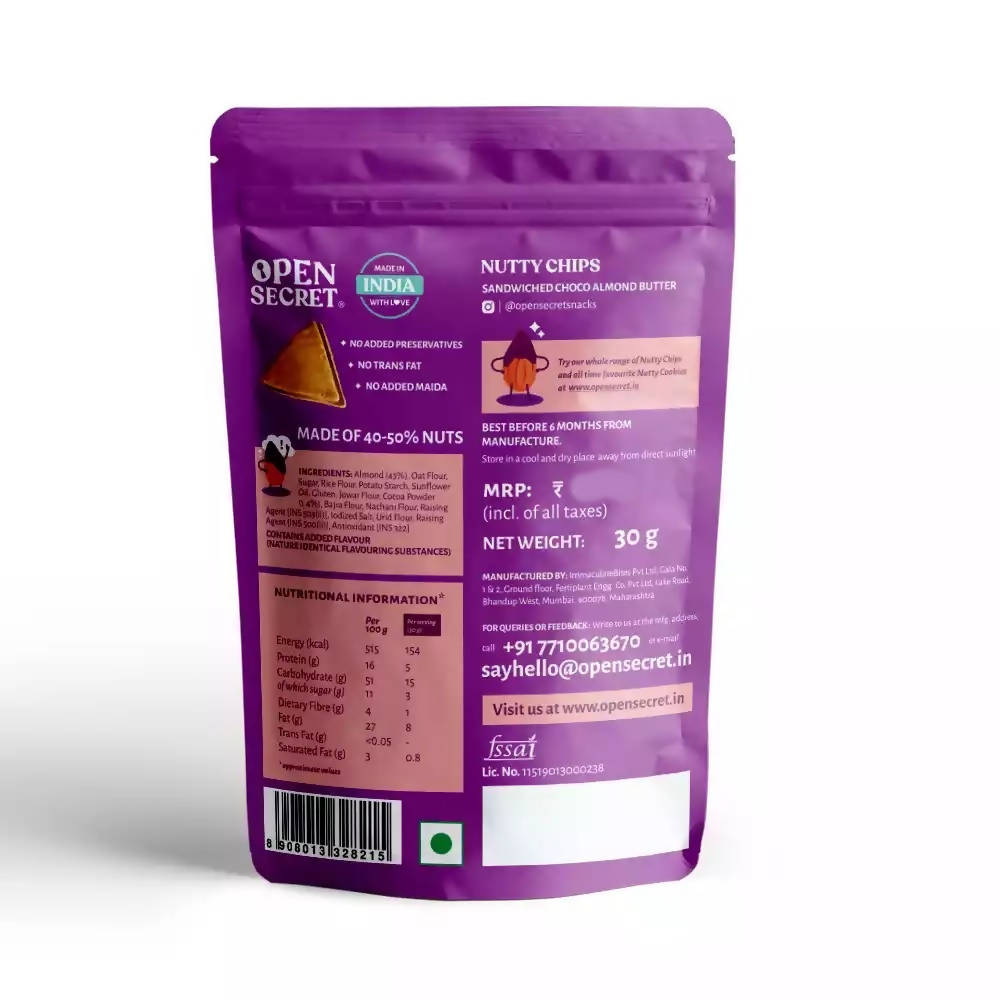 Open Secret Choco Almond Butter Nutty Chips - Swadesiicart