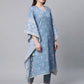 Ahalyaa Beige Pure Cotton Floral Printed Kaftan Kurta | Swadesiicart