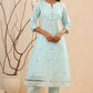 Juniper Women Skyblue Cambric Gotta Work Straight Kurta Sets - Swadesiicart