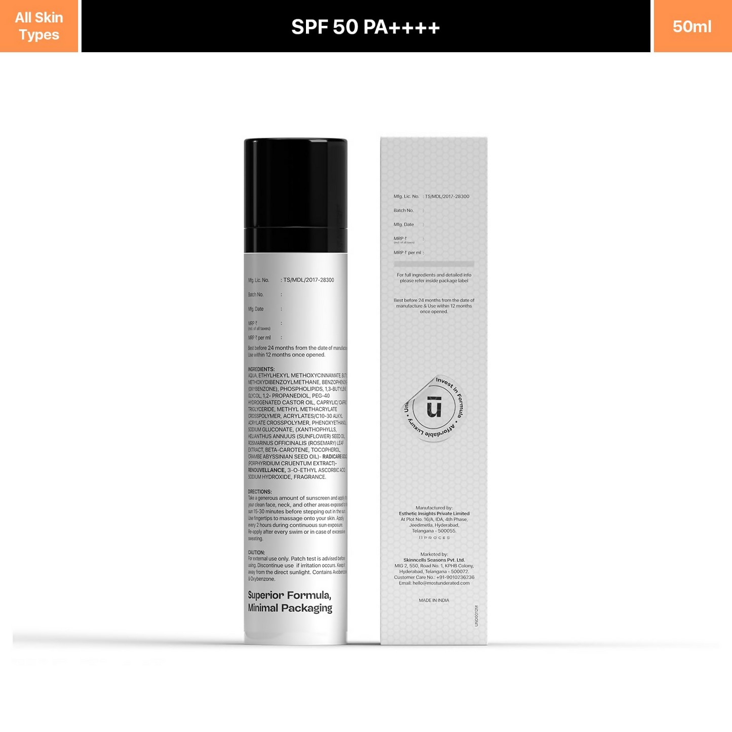Underated Sunscreen SPF 50 PA++++ - Swadesiicart