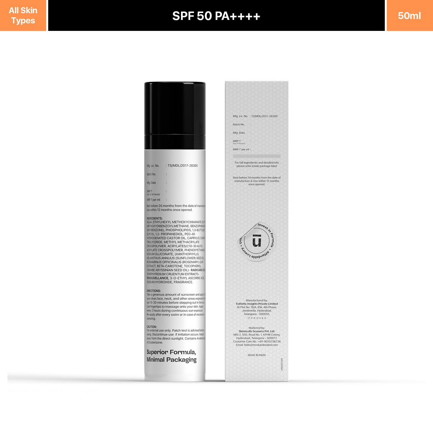 Underated Sunscreen SPF 50 PA++++ - Swadesiicart