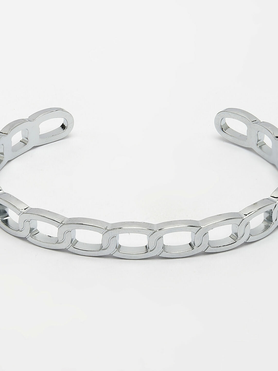 NVR Men's Silver-Plated Metal Cuff Bracelet - Swadesiicart