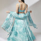 House of Panchhi Turquoise Blue Organza Floral Printed Lehenga choli & Dupatta | Swadesiicart