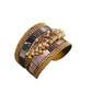 Mominos Fashion Gold Plated Oxidised Mirror & Ghungroo Cuff openable Bracelet
