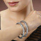 NVR Women's Silver-Toned German Silver Floral Oxidised Kada Bangle - Swadesiicart