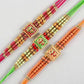 Set of 3 Meenakari Rakhi and Kaju Katli Box | Swadesiicart