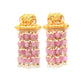 Long Layered Earrings with Elephant Motifs (Pink) - Ruby Raang - Swadesiicart