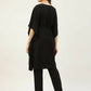 FIORRA Women's Black Poly Crepe Kaftan Type Kurta Set - Swadesiicart