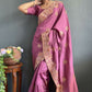 Vastranavya Mauve Vichitra Silk Zari with Swarovski Work Ready to Wear Saree | Swadesiicart