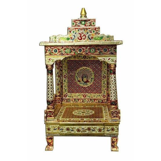 Silver Coated Multi Color Pooja Mandir / Pooja Mandiram Multi Color - Swadesiicart