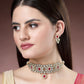 NVR Women's Red & Gold Kundan Studded Handcrafted Choker Jewellery Set - Swadesiicart