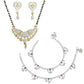 AanyaCentric Gold-Polished Mangalsutra Pendant Earring Set & Silver Plated Anklet