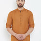 Even Apparels Brown Linen Men's Kurta With Band Collar | Swadesiicart