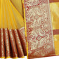 Vamika Banarasi Jaquard Yellow Weaving Saree | Swadesiicart