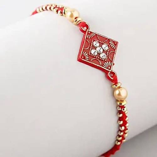 Sleek American Diamond Rakhi And Soan Papdi | Swadesiicart