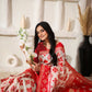 Shree Shyam Fashion Linen Cotton Red & White Saree
