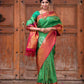 DEIANA'S Beautiful Designer Golden zari Soft Lichi Silk Saree - Green - Swadesiicart