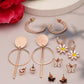 NVR Women's Set of 6 Rose Gold-Polished Contemporary Drop Earrings | Swadesiicart