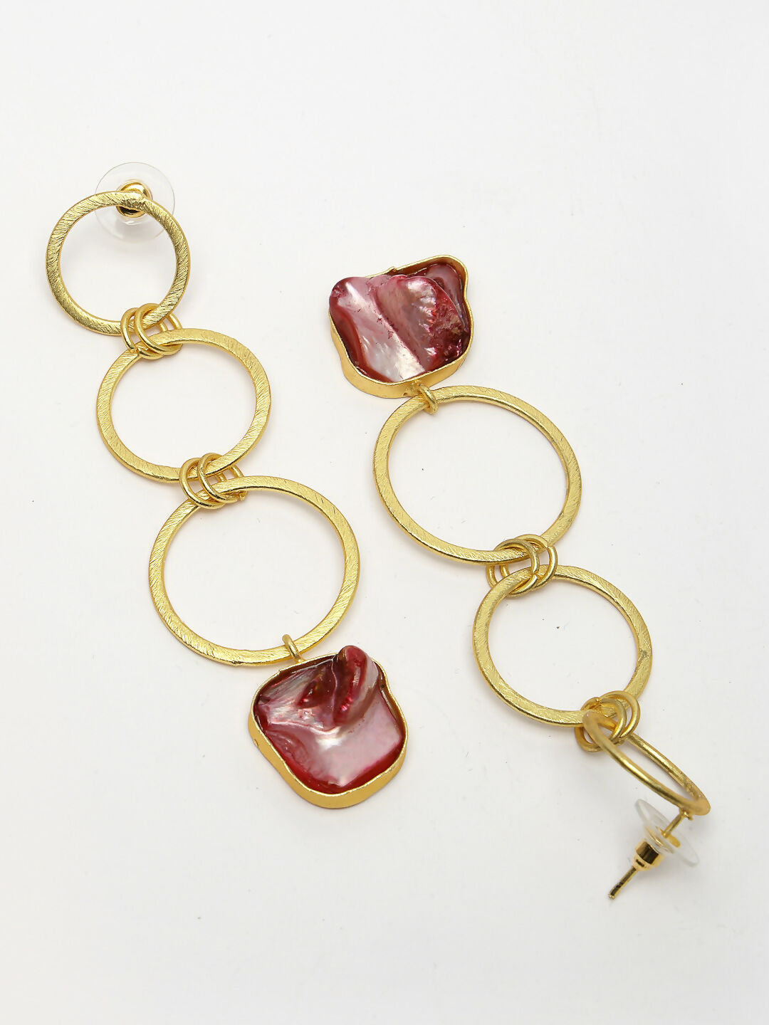NVR Women's Gold-Polished Mother of Pearl Handcrafted Drop Earrings - Swadesiicart