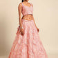 House of Panchhi Coral Pink Net Sequins and Zarkan embroidery Lehenga choli & Dupatta | Swadesiicart