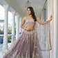 Aastha Fashion Light Dusty Brown Butterfly Net White Cotton Thread Work And Sequence Work Embroidery Wedding Wear Lehenga Choli