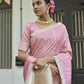 Vishnu Weaves Women's Pink Premium Tussar Silk Saree with Blouse - Swadesiicart