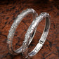 NVR Women's Set of 2 Silver-Toned German Silver Floral Oxidised Kada Bangle - Swadesiicart