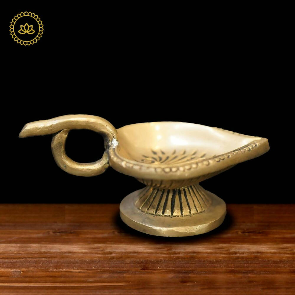 Brass Leaf Arthi Diya - Swadesiicart