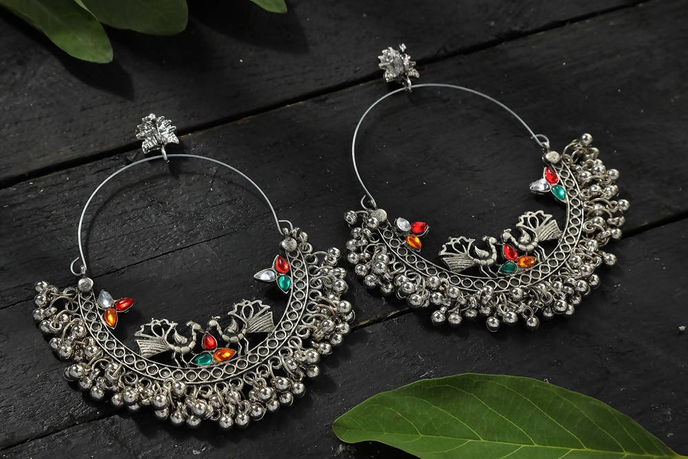 Mominos Fashion Johar Kamal Beautiful Peacock Design Chandbali Earrings - Swadesiicart