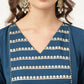 FIORRA Women's Turquise Blue Poly Crepe A-Line Kurta Set - Swadesiicart