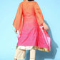 Ahalyaa Women's Orange Cotton Blend Printed Kaftan Kurta