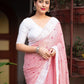 Pink Poly Georgette Ethnic Motifs Saree with Unstitched Blouse - Hiral Fashion | Swadesiicart