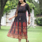 Juniper Black Georgette Festive Printed A-Line Dress For Women | Swadesiicart