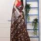 Very Much Indian Handmade Tie And Dye Cotton Saree By Women Weavers - Brown | Swadesiicart
