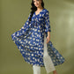 Myshka Women's Blue Printed Georgette A-Line Nyra-cut Kurta - Swadesiicart