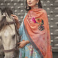 Jyoti Fashion Women's Sky Blue Velvet Floral Digital Printed Kurta with Trouser & Dupatta | Swadesiicart