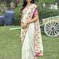 Vamsee Rashmika 2.0 White Georgette Silk Saree - Swadesiicart