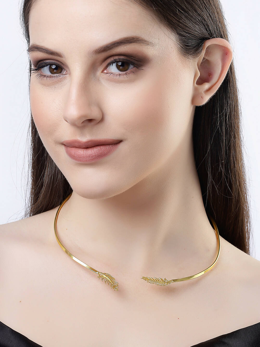 NVR Women Gold-Polished Circular Choker Necklace | Swadesiicart