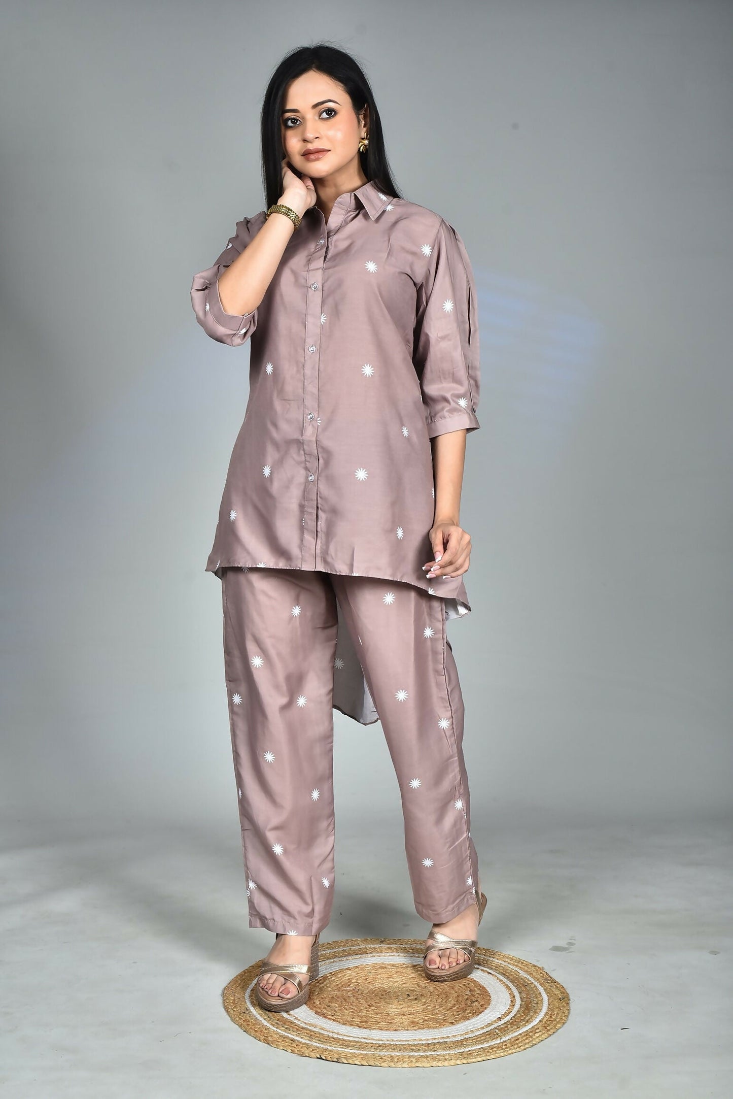 Morchari Digital Print Semi Muslin Co-Ord Set Top & Trouser-Multicolor - Swadesiicart