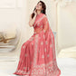 Women's Partywear Designer Peach Chinon Shiffon Fancy Saree - Dyuti | Swadesiicart