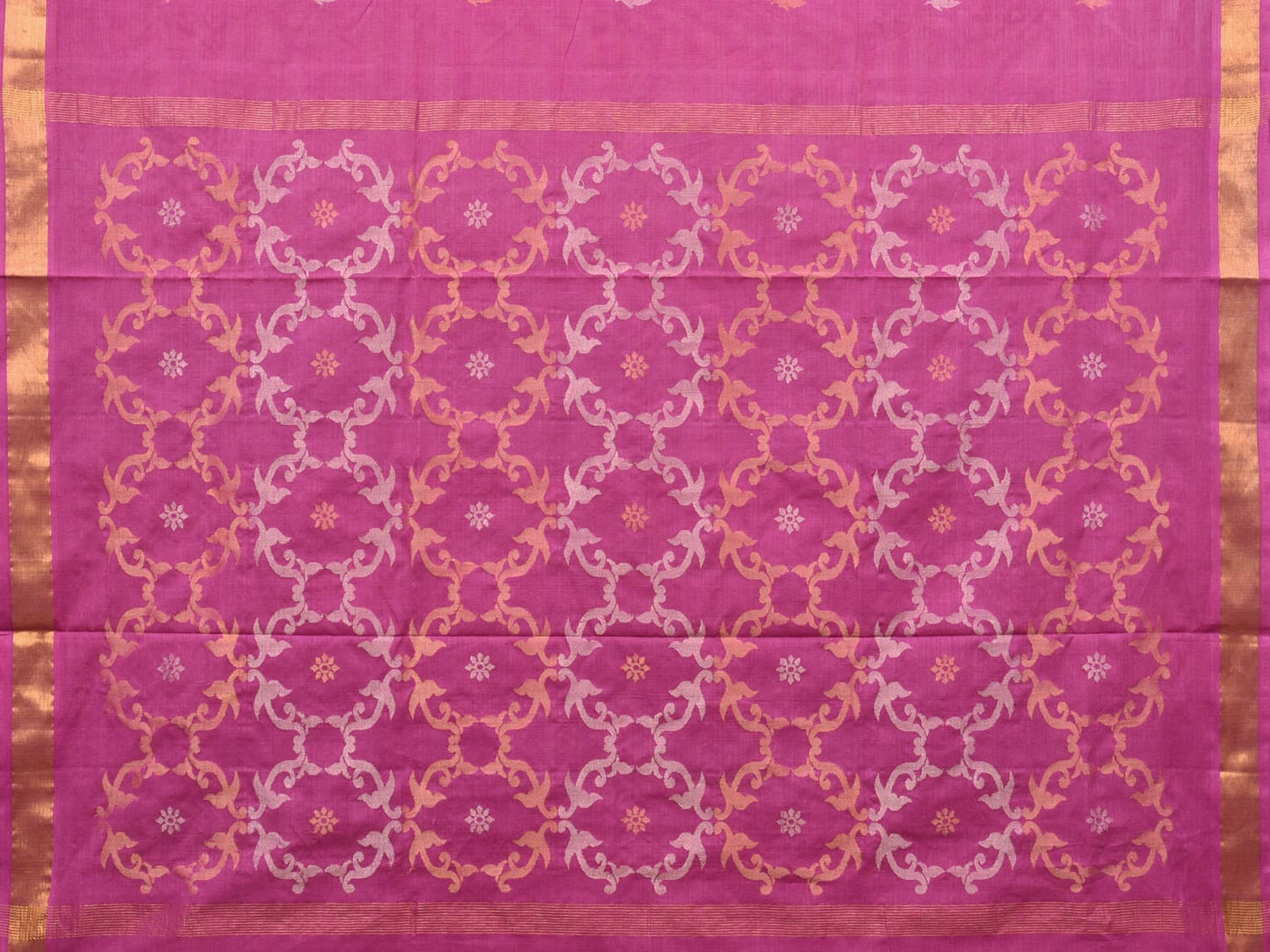 Magenta Uppada Cotton Handloom Saree with Grill Pallu Design - Global Threads | Swadesiicart