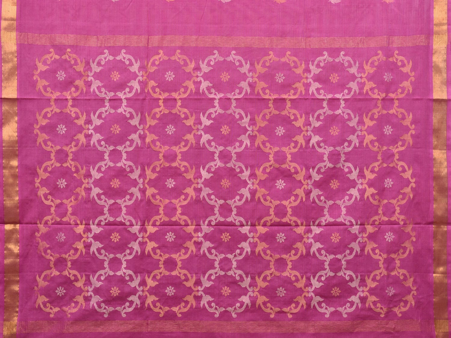 Magenta Uppada Cotton Handloom Saree with Grill Pallu Design - Global Threads | Swadesiicart