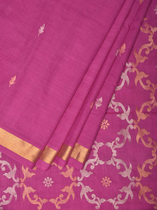 Magenta Uppada Cotton Handloom Saree with Grill Pallu Design - Global Threads | Swadesiicart