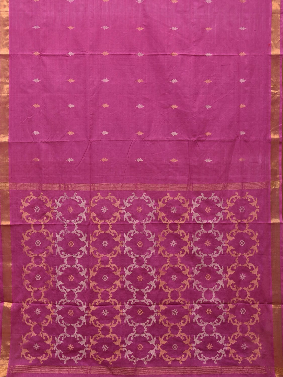 Magenta Uppada Cotton Handloom Saree with Grill Pallu Design - Global Threads | Swadesiicart