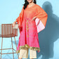 Ahalyaa Women's Orange Cotton Blend Printed Kaftan Kurta | Swadesiicart