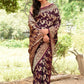 Joban Fashion Wine Banarasi Soft Pure Handloom Banarasi Silk Saree | Swadesiicart