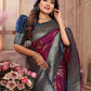 Joban Fashion Magenta Banarasi Soft Silk Woven Saree | Swadesiicart