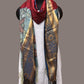 Maroon and Blue Bandhani Kanchipuram Silk Handloom Dupatta with Kalamkari Design - Global Threads | Swadesiicart