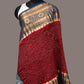 Maroon and Blue Bandhani Kanchipuram Silk Handloom Dupatta with Kalamkari Design - Global Threads | Swadesiicart
