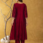 Yufta Maroon Embroidered Anarkali Kurta Dupatta Set With Cotton Lining - Swadesiicart